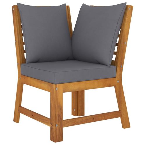 vidaXL Hoekbank sectioneel met donkergrijs kussen massief, Tuin en Terras, Tuinsets en Loungesets, Nieuw, Hardhout, Verzenden