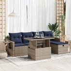 vidaXL 6-delige Loungeset met kussens poly rattan acacia, Verzenden, Nieuw, Rotan, Loungeset