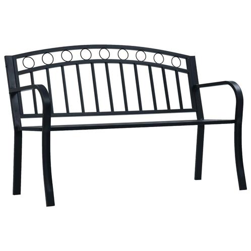 vidaXL Tuinbank 125 cm staal zwart, Tuin en Terras, Tuinbanken, Nieuw, Metaal, Verzenden
