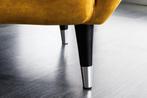 Retro Design Fauteuil DON Mosterdgeel Fluweel Lente Zilveren, Huis en Inrichting, Stoelen, Ophalen of Verzenden, Nieuw