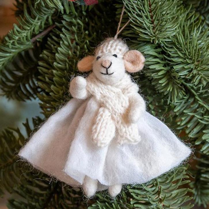 Hanger Vilt Figuurtje - Oma Muis Wit - Sjaal&Muts - 15cm - H, Diversen, Kerst, Nieuw, Ophalen of Verzenden