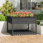 vidaXL Plantenbak met schap 111,5x111,5x81 cm massief, Verzenden, Nieuw, Hout, 60 cm of meer