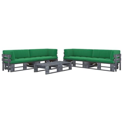 vidaXL 6-delige Loungeset pallet met kussens grijs, Tuin en Terras, Tuinsets en Loungesets, Loungeset, Nieuw, Verzenden