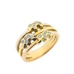 Tricolor gouden ring met diamant | 0,15 ct. (witgoud), Sieraden, Tassen en Uiterlijk, Ringen, Gebruikt, Overige kleuren, Ophalen of Verzenden