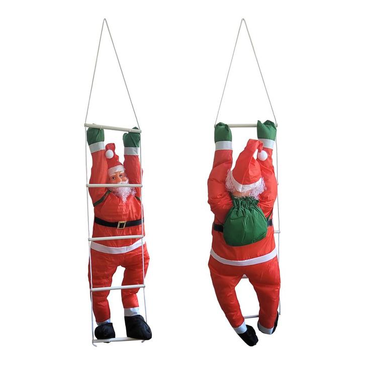 Klimmende Kerstman 120 cm op ladder 150x30 cm, Diversen, Kerst, Verzenden