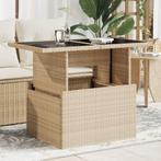 vidaXL Tuintafel met glazen blad 100x55x73 cm poly rattan, Tuin en Terras, Tuintafels, Verzenden, Nieuw