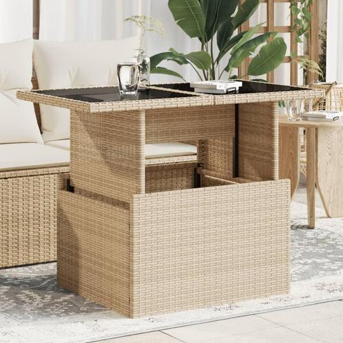 vidaXL Tuintafel met glazen blad 100x55x73 cm poly rattan, Tuin en Terras, Tuintafels, Nieuw, Verzenden