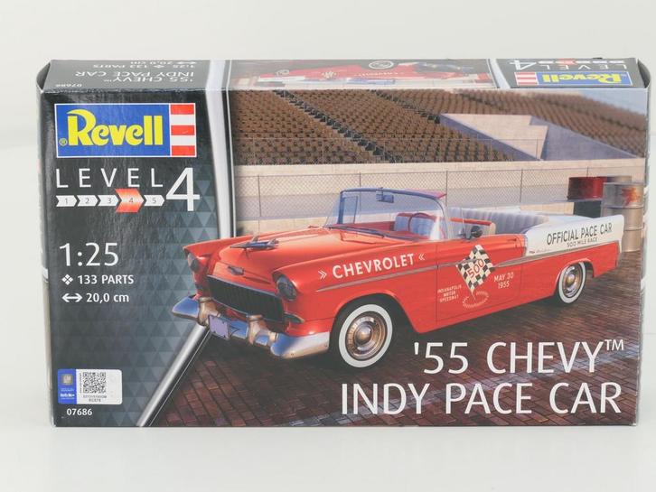 Schaal 1:25 Revell 07686 1955 Chavy Indy Pace Car bouwpak..., Hobby en Vrije tijd, Modelauto's | Overige schalen, Gebruikt, Ophalen of Verzenden