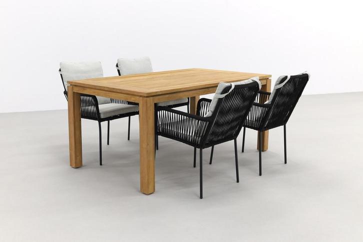 Teresa black/Rome brown 170 cm. tuinset – 5-delig, Tuin en Terras, Tuinsets en Loungesets, Tuinset, Nieuw, Hout, Verzenden