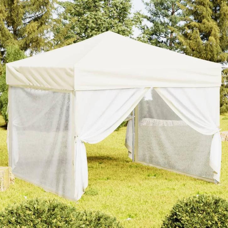 vidaXL Partytent inklapbaar met zijwanden 3x3 m crèmekleurig, Tuin en Terras, Partytenten, Partytent, Nieuw, Verzenden