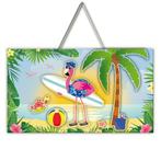 Hawaii Deurbord Flamingo 47cm, Hobby en Vrije tijd, Feestartikelen, Nieuw, Verzenden