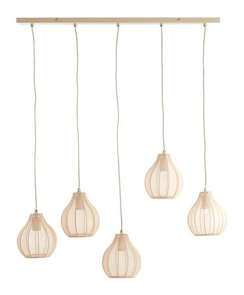 Light & Living Hanglamp Elati 5-lamps, kleur Zand, Huis en Inrichting, Lampen | Hanglampen, Nieuw, Verzenden