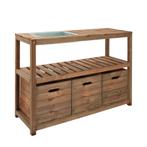 Oppottafel XL Choko met Zinken Werkblad en Opbergbakken, Tuin en Terras, Verzenden, Nieuw, Hout