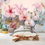 Hibiscus bloemen fotobehang, Chinese roos, Fotobehang4you, Huis en Inrichting, Stoffering | Behang, Roze, Chinese roos, Hibiscus, bloemen behang, trendy