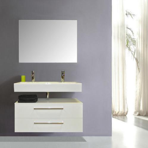 Badkamermeubelset Sanicare Q17 100 cm Hoogglans Wit (spiegel, Doe-het-zelf en Verbouw, Sanitair, Bad, Nieuw, Chroom, Ophalen of Verzenden