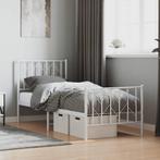 vidaXL Bedframe met hoofd- en voeteneinde metaal wit 75x190, Verzenden, Nieuw, Wit, Metaal