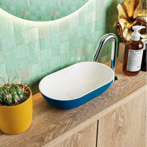 MONDIAZ POOLE solid surface opzetkom kleur Jeans | Talc., Doe-het-zelf en Verbouw, Sanitair, Overige typen, Nieuw, Ophalen of Verzenden