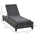 TRUUSK Outsunny Polyrattan Gartenliege mit Kissen 5-stufig v, Verzenden, Nieuw