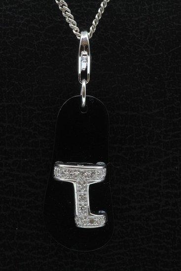 Zilveren Teenslipper groot zwart met kristallen hanger en..., Sieraden, Tassen en Uiterlijk, Bedels, Verzenden