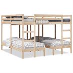 vidaXL Stapelbed 3-voudig massief grenenhout 200x200/80x200, Huis en Inrichting, Slaapkamer | Bedden, Eenpersoons, Bruin, Verzenden
