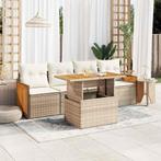 vidaXL 5-delige Loungeset met kussens poly rattan en, Verzenden, Nieuw, Rotan, Loungeset