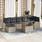 vidaXL 8-delige Buiten Sofa Set met Kussens - Lichtgrijs, Verzenden, Nieuw, Rotan