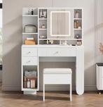 Kaptafel 100 cm – Met Spiegel, Kruk en LED Verlichting, Verzenden, Nieuw