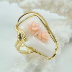 Koraal - Verguld, Zilver - Ring - Roze koraal, Antiek en Kunst