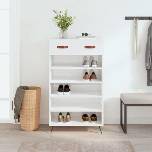vidaXL Schoenenkast 60x35x105 cm bewerkt hout hoogglans wit, Huis en Inrichting, Kasten | Overige, Nieuw, Verzenden