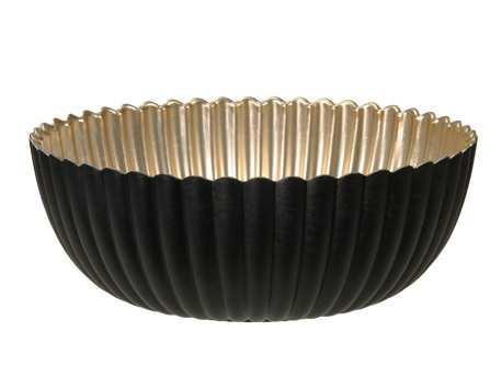 Bowl schaal met ribbels zwart goud 20*7.5 cm schaal,, Hobby en Vrije tijd, Knutselen, Nieuw, Ophalen of Verzenden
