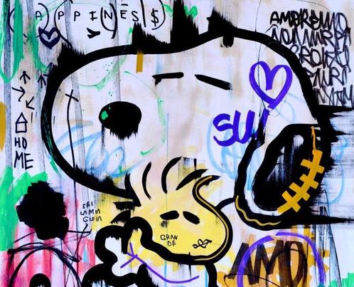 LACRISS (1990) - Snoopy & Woodstock + Super Happiness + XL, Antiek en Kunst, Kunst | Schilderijen | Modern