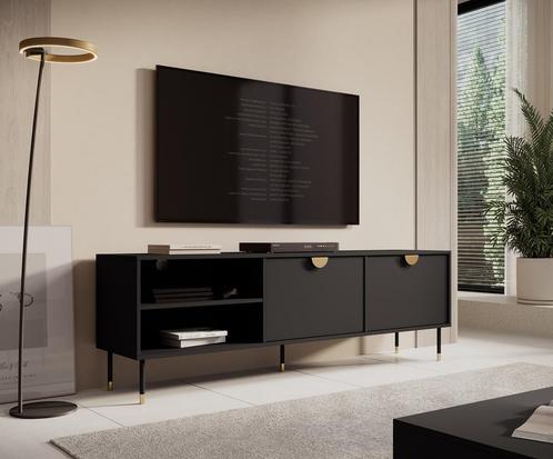 TV-Meubel zwart 180x40x58cm - Met 2 kleppen goud, Huis en Inrichting, Kasten | Televisiemeubels, 150 tot 200 cm, 25 tot 50 cm