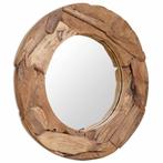 vidaXL Decoratieve spiegel rond 80 cm teakhout, Huis en Inrichting, Woonaccessoires | Spiegels, Verzenden, Nieuw