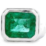 Ring - 14 karaat Witgoud - 3.71ct. tw. Smaragd, Nieuw
