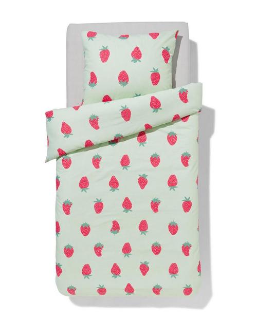 HEMA Kinder dekbedovertrek zacht katoen 140x200 aardbeien, Huis en Inrichting, Slaapkamer | Beddengoed, Nieuw, Verzenden