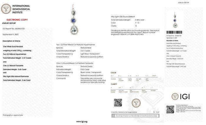 Hanger - 14 karaat Witgoud - 3.30ct. tw. Aquamarijn -, Sieraden, Tassen en Uiterlijk, Antieke sieraden