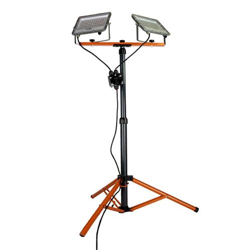 Bouwlamp op statief 2x 50 watt Zwart / Oranje 10.000 lumen, Doe-het-zelf en Verbouw, Bouwverlichting, Minder dan 50 watt, Ophalen of Verzenden