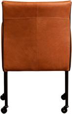 Cognac leren moderne kuipstoel - poot rond zwart met wiel -, Huis en Inrichting, Stoelen, Overige kleuren, Nieuw, Leer, Ophalen of Verzenden
