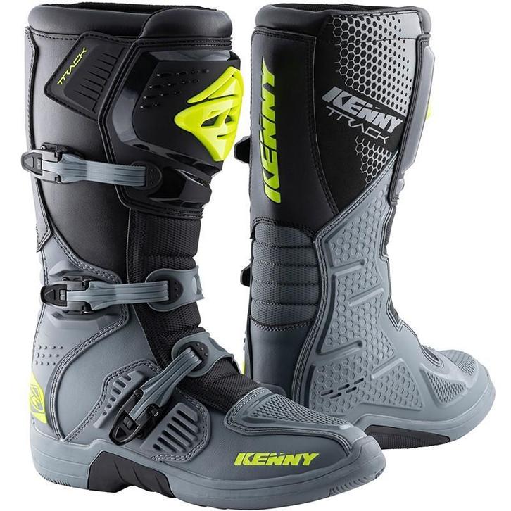 Crosslaarzen Kenny Track Grijs / Fluo Geel, Motoren, Kleding | Motorkleding, Nieuw met kaartje, Laarzen, Verzenden