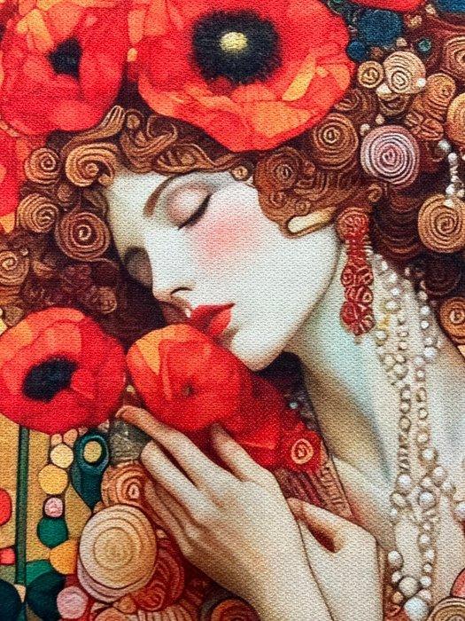 Paneel van duurzaam textiel, met de hand gedrukt. -, Antiek en Kunst, Curiosa en Brocante