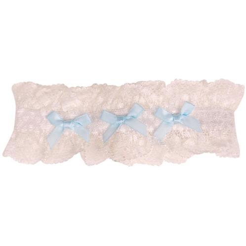 Kousenband ivoor met broderie en blauwe strikjes NIEUW, Kleding | Dames, Trouwkleding en Trouwaccessoires, Wit, Nieuw, Ophalen of Verzenden