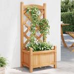 vidaXL Plantenbak met latwerk massief vurenhout bruin, Tuin en Terras, Bloembakken en Plantenbakken, Verzenden, Nieuw, Hout