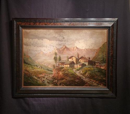 Oostenrijkse school (XIX) - Grande dipinto di Paesaggio di, Antiek en Kunst, Kunst | Schilderijen | Klassiek
