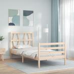 vidaXL Bedframe met hoofdbord massief hout 90x200 cm, 90 cm, Eenpersoons, Bruin, Verzenden