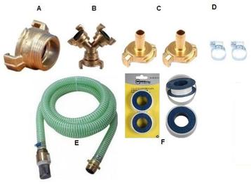 Koppelingenset + aanzuigslang voor tuinpompen (compleet) beschikbaar voor biedingen