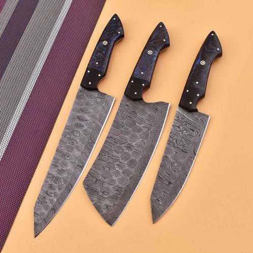 Keukenmes - Chefs knife - Hars en gevouwen staal met smeden, Antiek en Kunst, Antiek | Keukenbenodigdheden