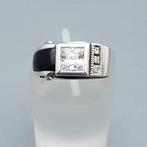 Zilver, Art Deco - Ring - Onyx, Gosheniet(Getest), Antiek en Kunst
