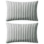 vidaXL Buitenkussens 60x40 cm gestreept grijs 2 st, Verzenden, Nieuw, Grijs
