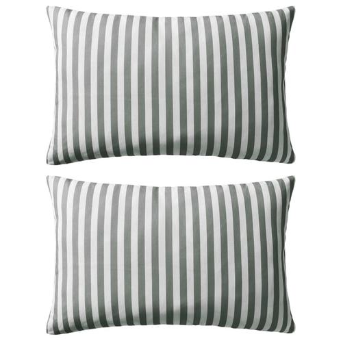 vidaXL Buitenkussens 60x40 cm gestreept grijs 2 st, Huis en Inrichting, Woonaccessoires | Kussens, Grijs, Nieuw, Verzenden