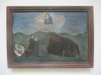 Votiefgeschenk - Hout - 1850-1900 - Votiefkaart, paarden